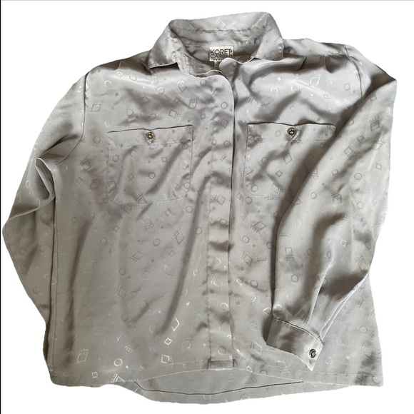 Koret Tops - Vintage Koret Long Sleeve Blouse Top Women’s 8 Petite Gray Casual Loose 90s EUC